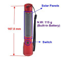 TP-2425 Aluminium Rechargeable Solar Led Flashlight Torch/ LED Flashlight Torch with Solar Panel No need battery